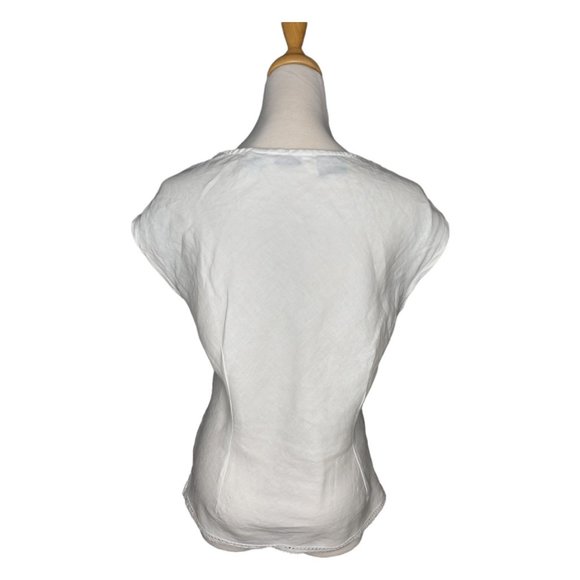 Irish Linen Blouse w Bead and Lace Trim Size L - Picture 5 of 7